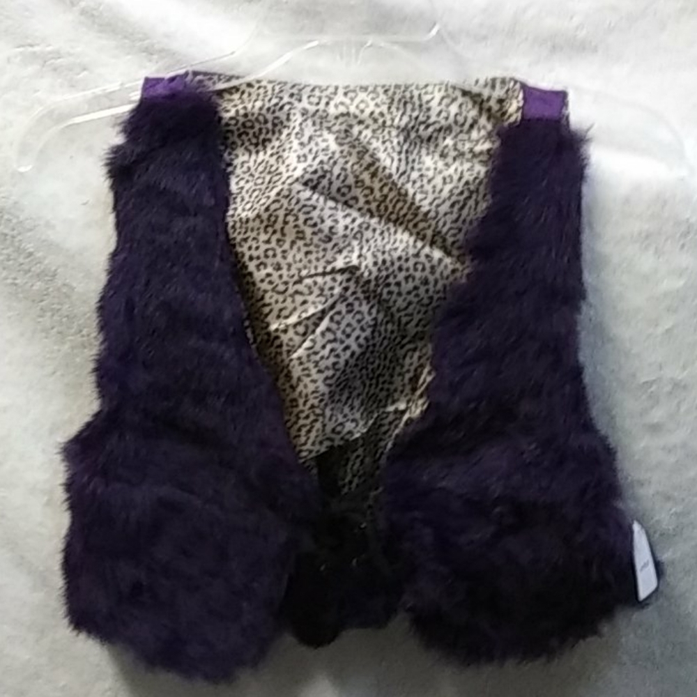Women's reversible vest leapard print/furry WJ0005